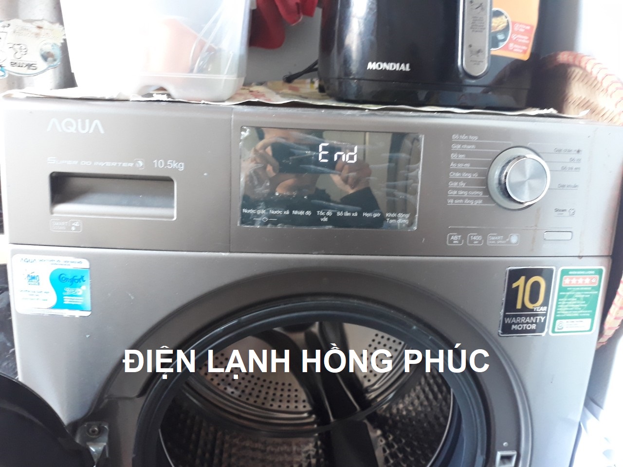 máy giặt Aqua báo Lock end